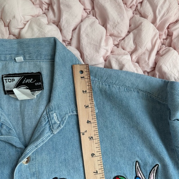 Vintage Looney Tunes Denim Shirt Men’s Large USA Made Warner Bros - Picture 5 of 8